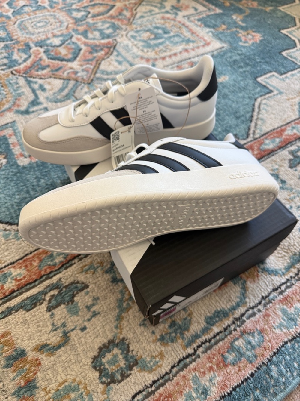 adidas White Sneakers with Black Three-Stripes - Picture 2 of 4